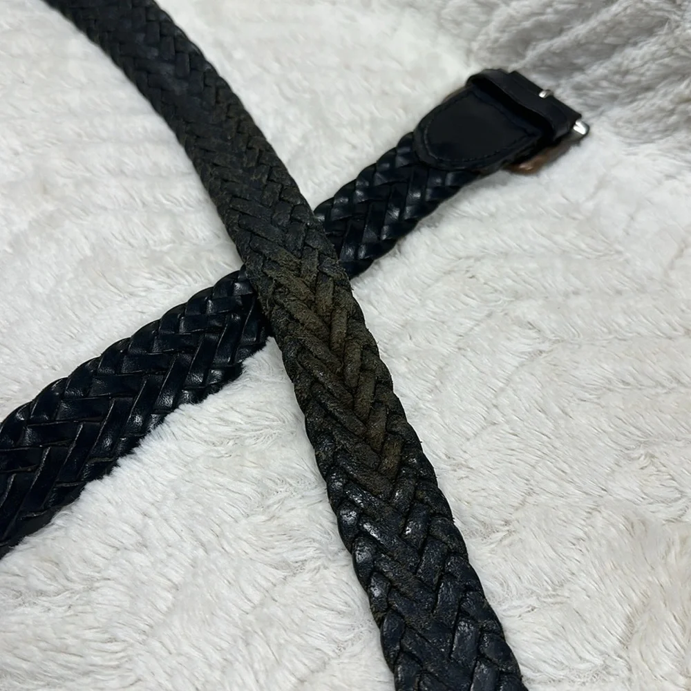 Gap Black Woven Leather Men's Belt Matte  bronze Buckle, Size 40